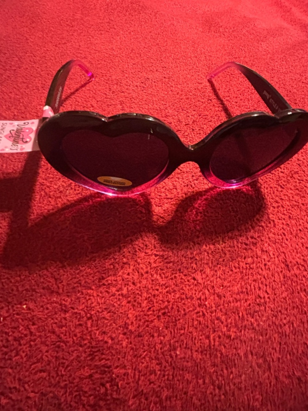 Pugs Heart-Shaped Sunglasses in Black and Pink NWT